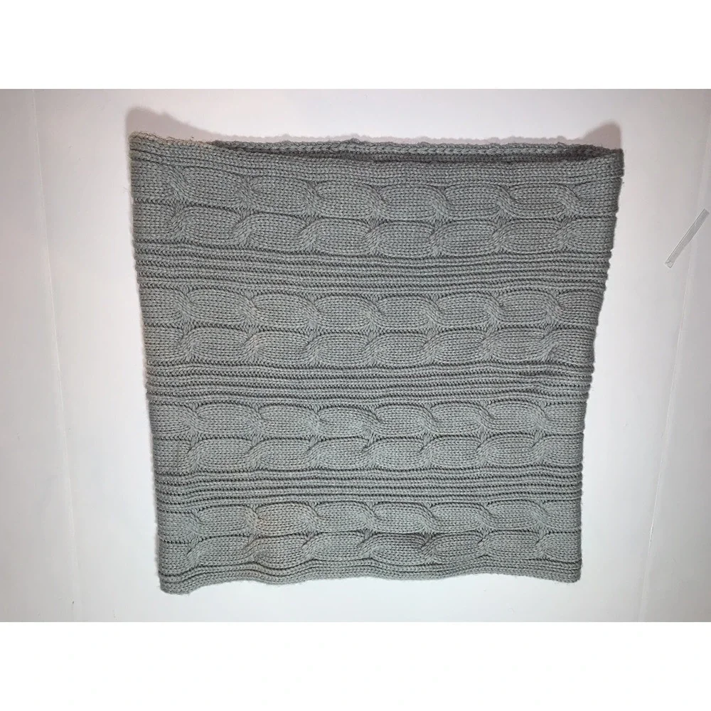 Brooks Brothers Women's OS Cable Knit Acrylic Wool Blend Scarf Blue-Green Gray